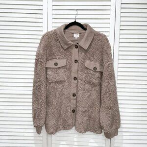 COZIE by Pink Rose Brown Teddy Sherpa Shacket